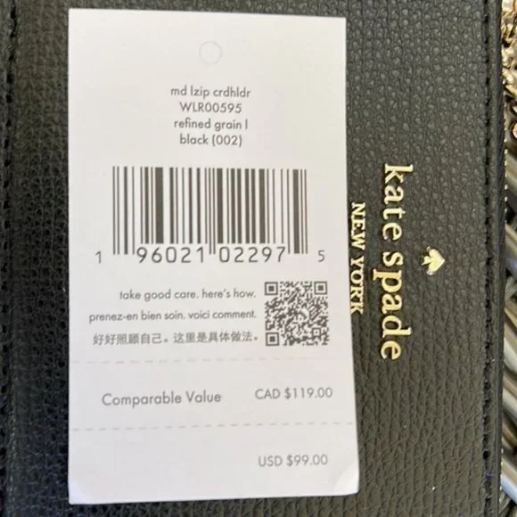 Kate Spade Darcy Medium L-Zip Card Holder Black - Picture 3 of 15